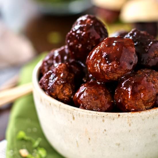 Sticky BBQ Slow Cooker Meatballs