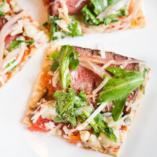 Steak Bruschetta Flatbread Pizza