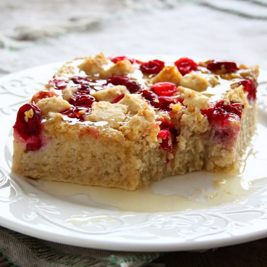 Cranberry White Chocolate Oatmeal Bake