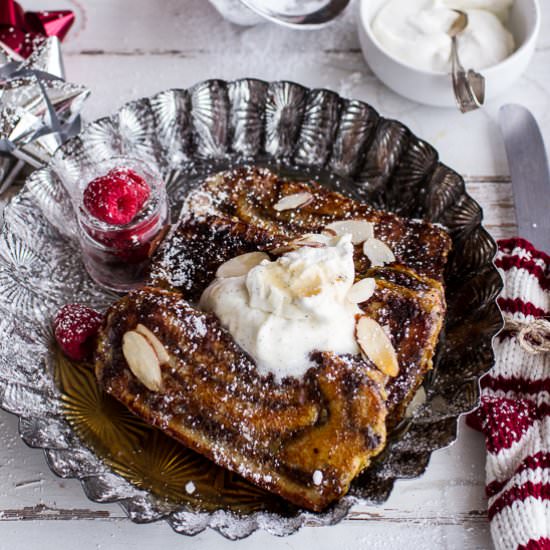 Eggnog Marzipan Babka French Toast