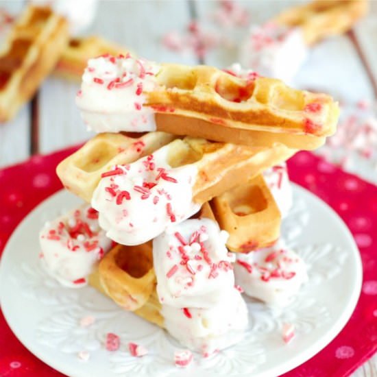 Peppermint Eggnog Waffle Sticks