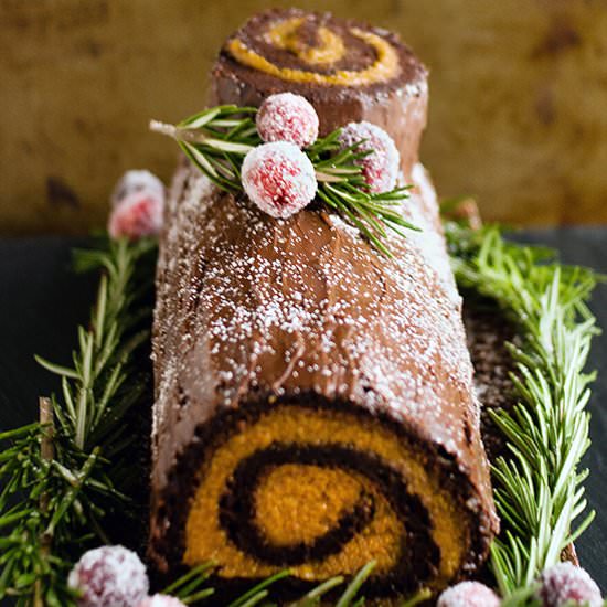 Chocolate and Pumpkin Buche de Noel