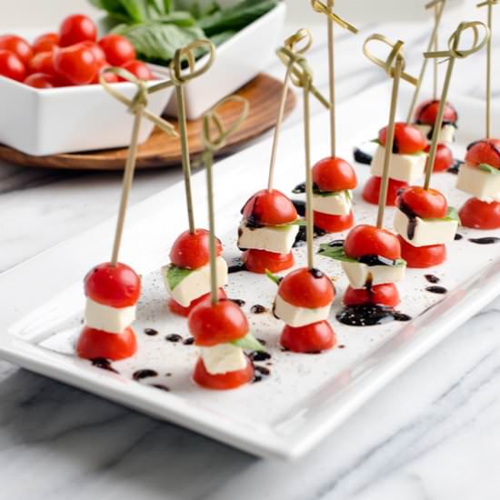 Tomato, Mozzarella & Basil Skewers