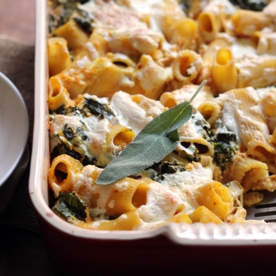 Pumpkin baked ziti with sage