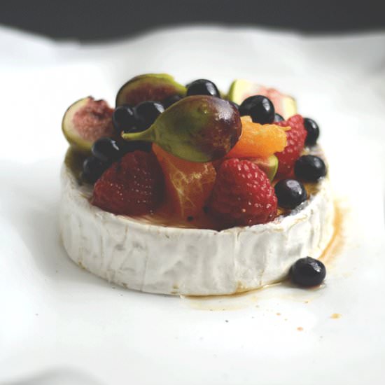 Baked Brie with Fruits and Syrup