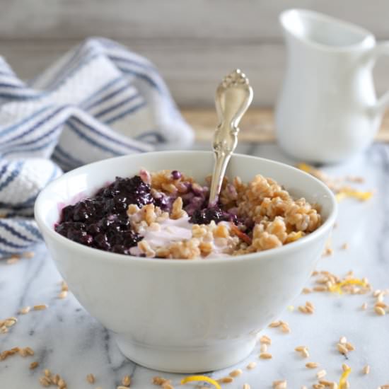 Blueberry Farro Yogurt Bowl