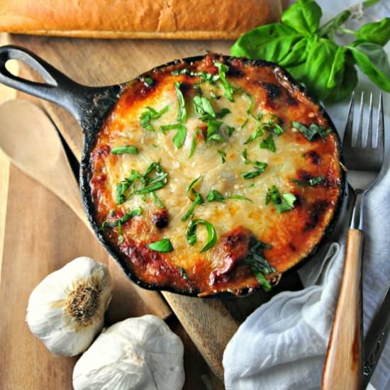 Cheesy Rosemary Meatball Bake