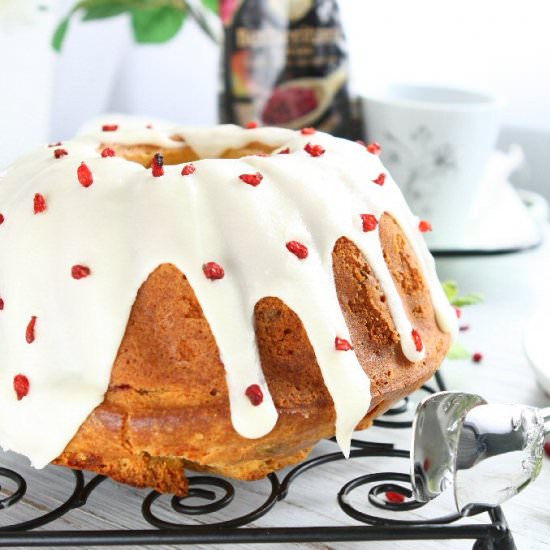 Cherry Pistachio Spelt Bundt Cake