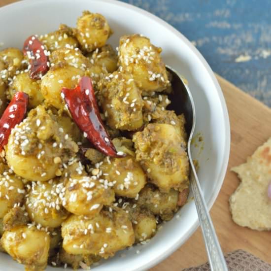 Baby Potatoes in Coriander Mint Sauce