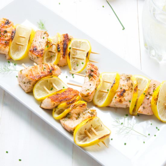 Grilled Salmon Kebabs