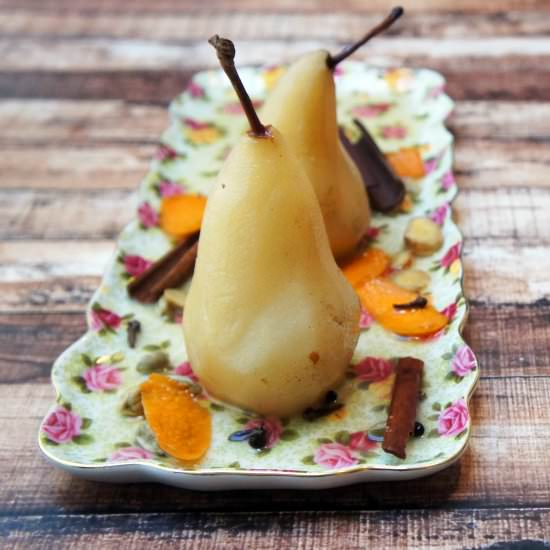 Citrus, Spice & Wine Poached Pears
