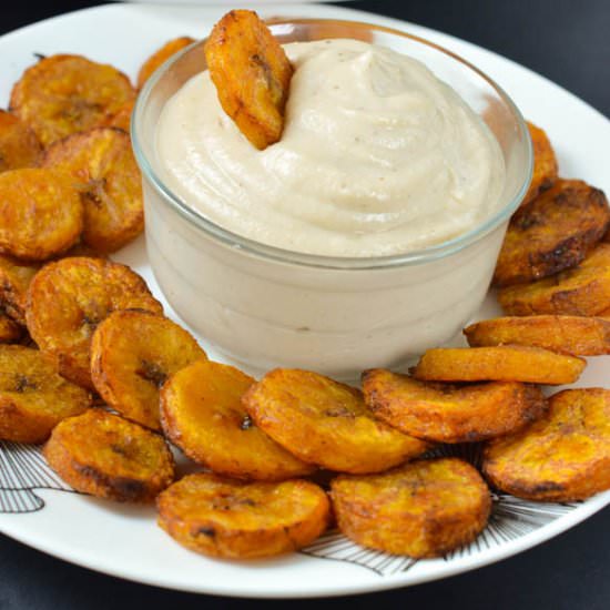 Plantain with a Coconut Cashew Dip