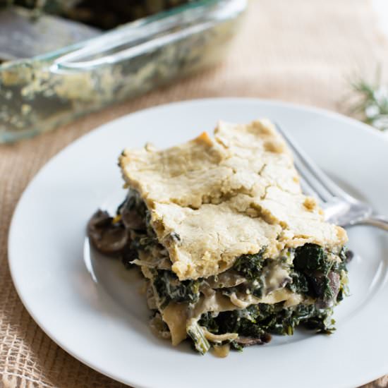 Creamy Kale & Mushroom Lasagna