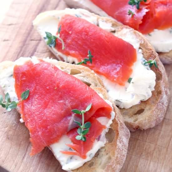 Smoked Salmon w/ Caper Cream Cheese