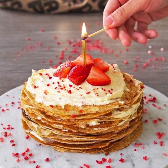 Strawberries and Cream Crepe Cake