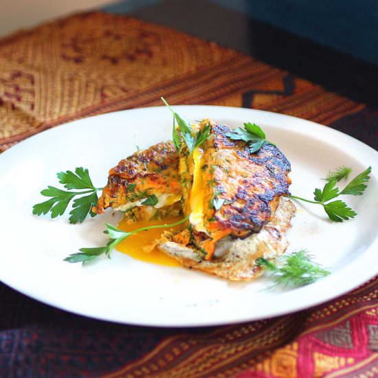 Garlic Herb Sweet Potato Cakes