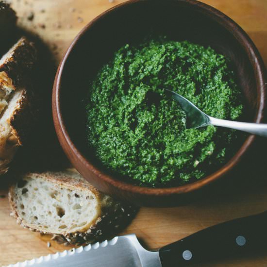 Chard and Roasted Garlic Pesto
