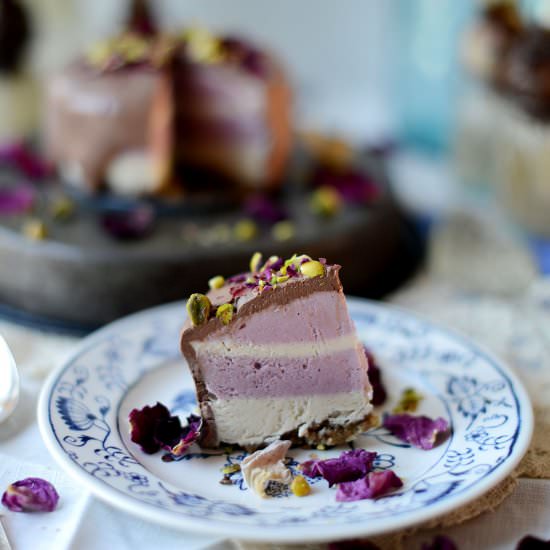 Vegan Frozen Raspberry-Vanilla Cake