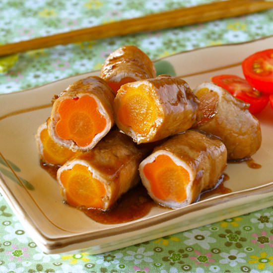 Flower Pork Teriyaki Rolls