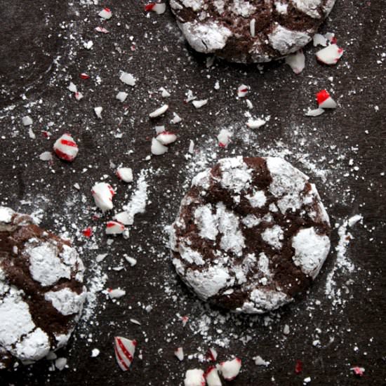 Chocolate peppermint crinkles