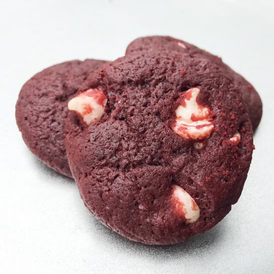 White Chocolate Red Velvet Cookies