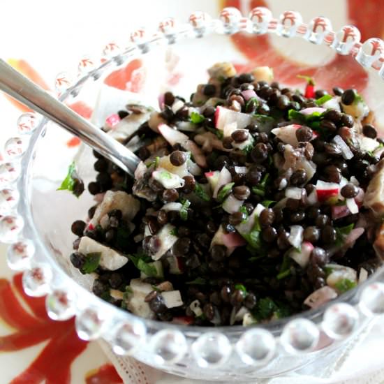 Herring and Black Lentils Salad