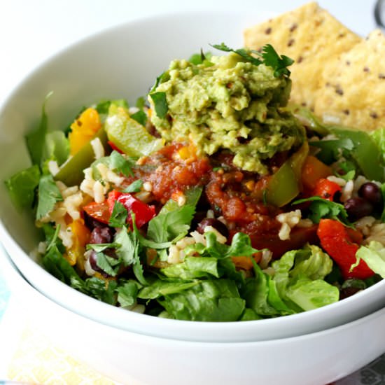 Vegan Brown Rice Burrito Salad Bowl