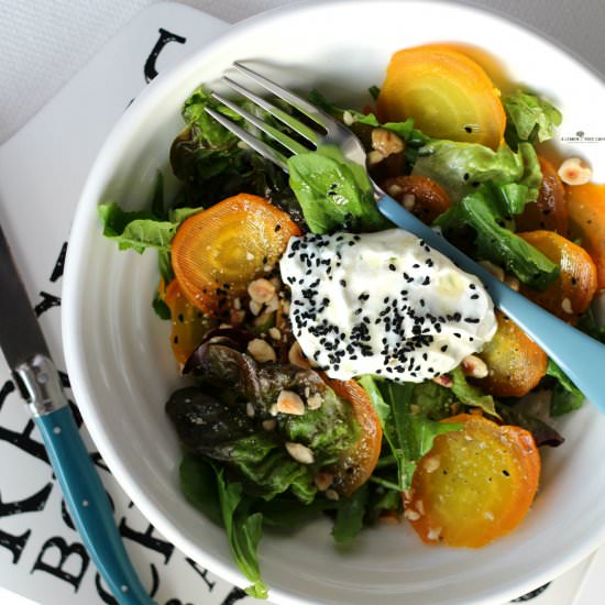 Golden Beet and Goat Cheese Salad