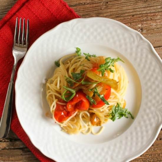 Sauteed Vegetables and Spaghetti