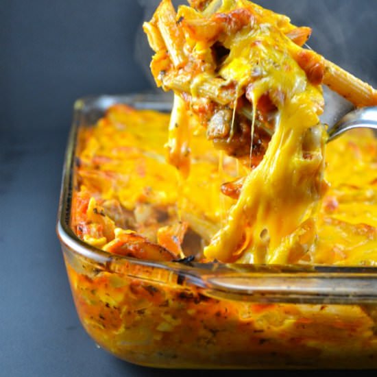 Super Cheesy Mushroom Pasta Bake