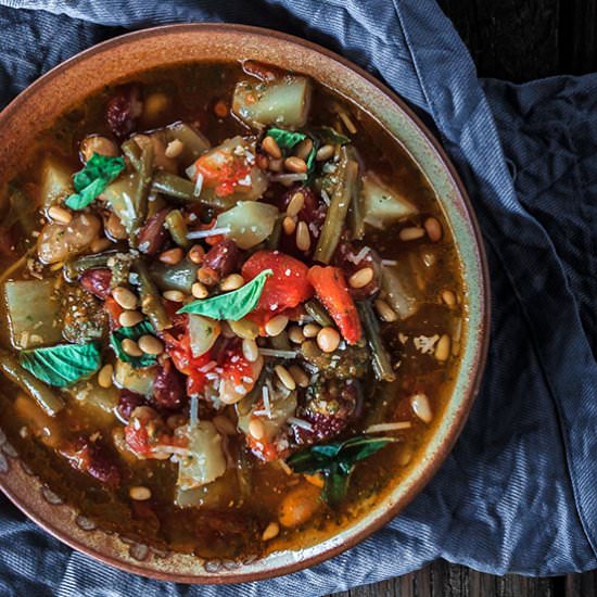 Three Bean Soup with Tomato Pesto