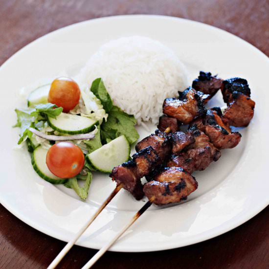 Barbecue Pork Belly Skewers