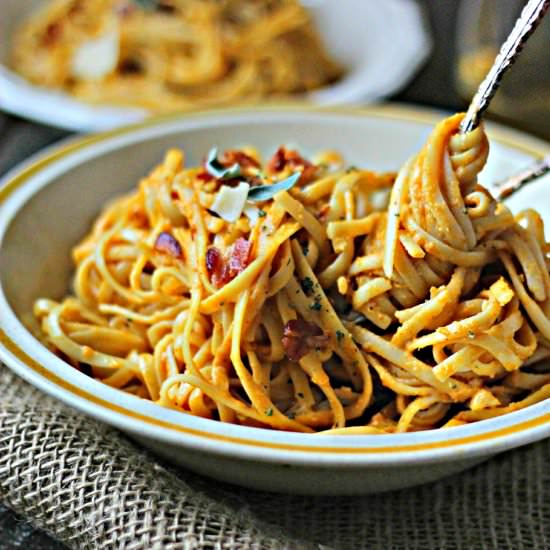 Linguini with Pumpkin, Sage & Bacon