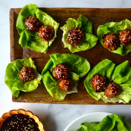 Baked Chicken Meatball Lettuce Wrap