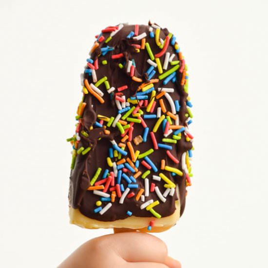 Chocolate Dipped Pudding Popsicles