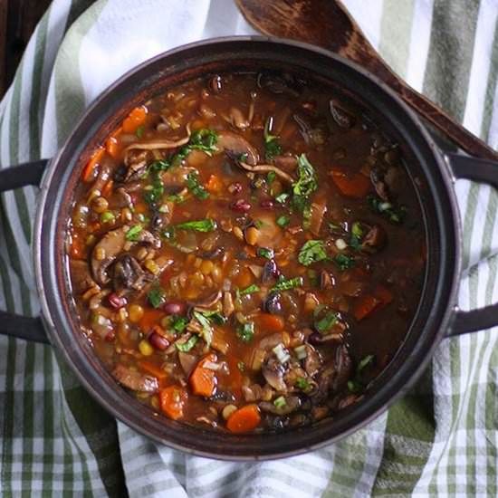 Mushroom Lentil Adzuki Bean Soup