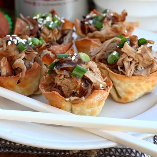 Wonton Cups with Dr Pepper Glaze