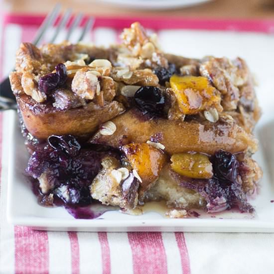 Blueberry Peach Baked French Toast