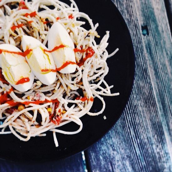 Gluten Free Spicy Pasta Carbonara