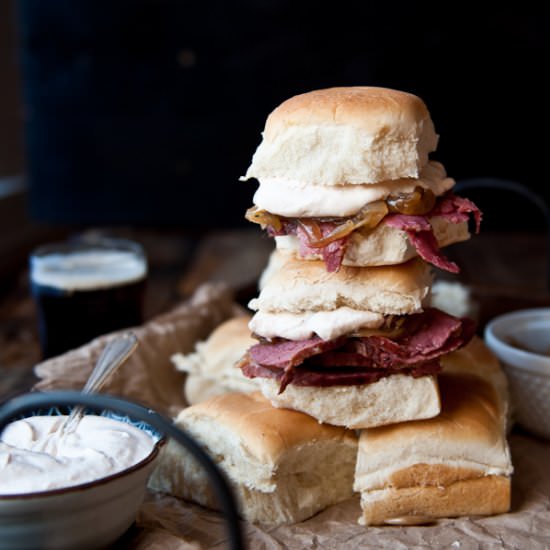 Slow Cooker Beer Brisket Sandwiches