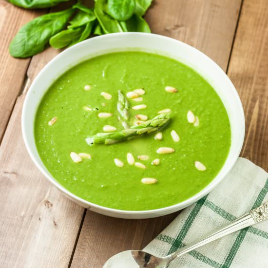 Asparagus, Pea and Spinach Soup