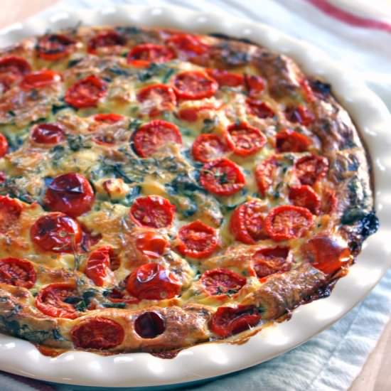 Easy Spinach Tomato and Feta Quiche