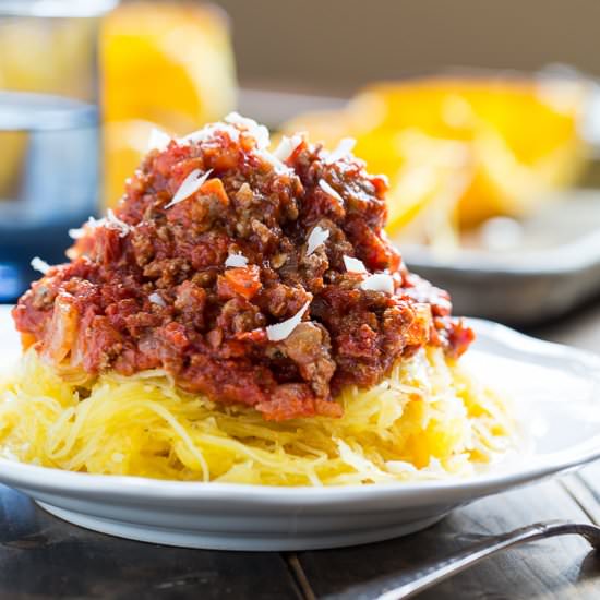 Spaghetti Squash with Spicy Sauce