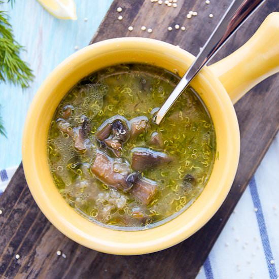 Garlic Mushroom Quinoa Soup