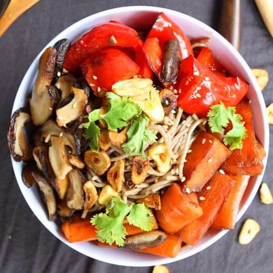 Sesame Soy Soba with Garlic Veggies