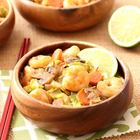 Thai Shrimp with Cabbage “Noodles”