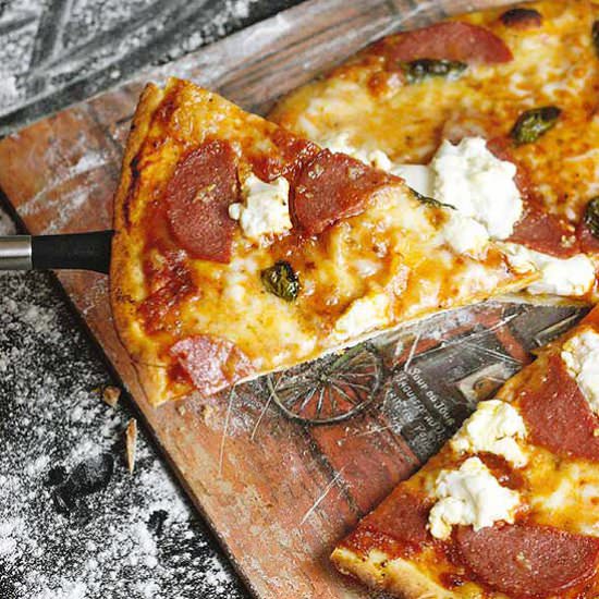 Homemade Pizza with salami