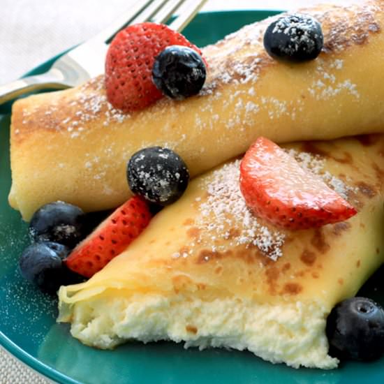 homemade cheese blintzes