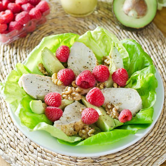 TURKEY RASPBERRY SALAD WITH WALNUTS