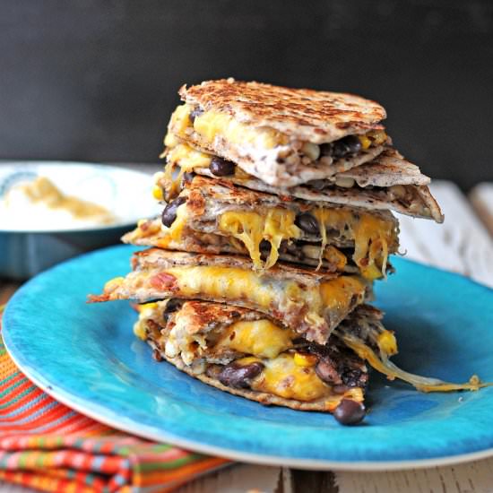 Quinoa, Corn, & Black Bean Quesadil